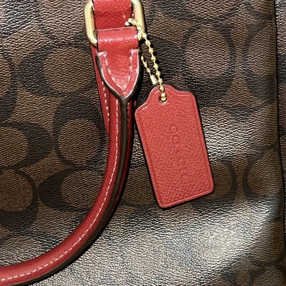 Coach Dark Brown and Burgundy Satchel - Picture 2 of 11